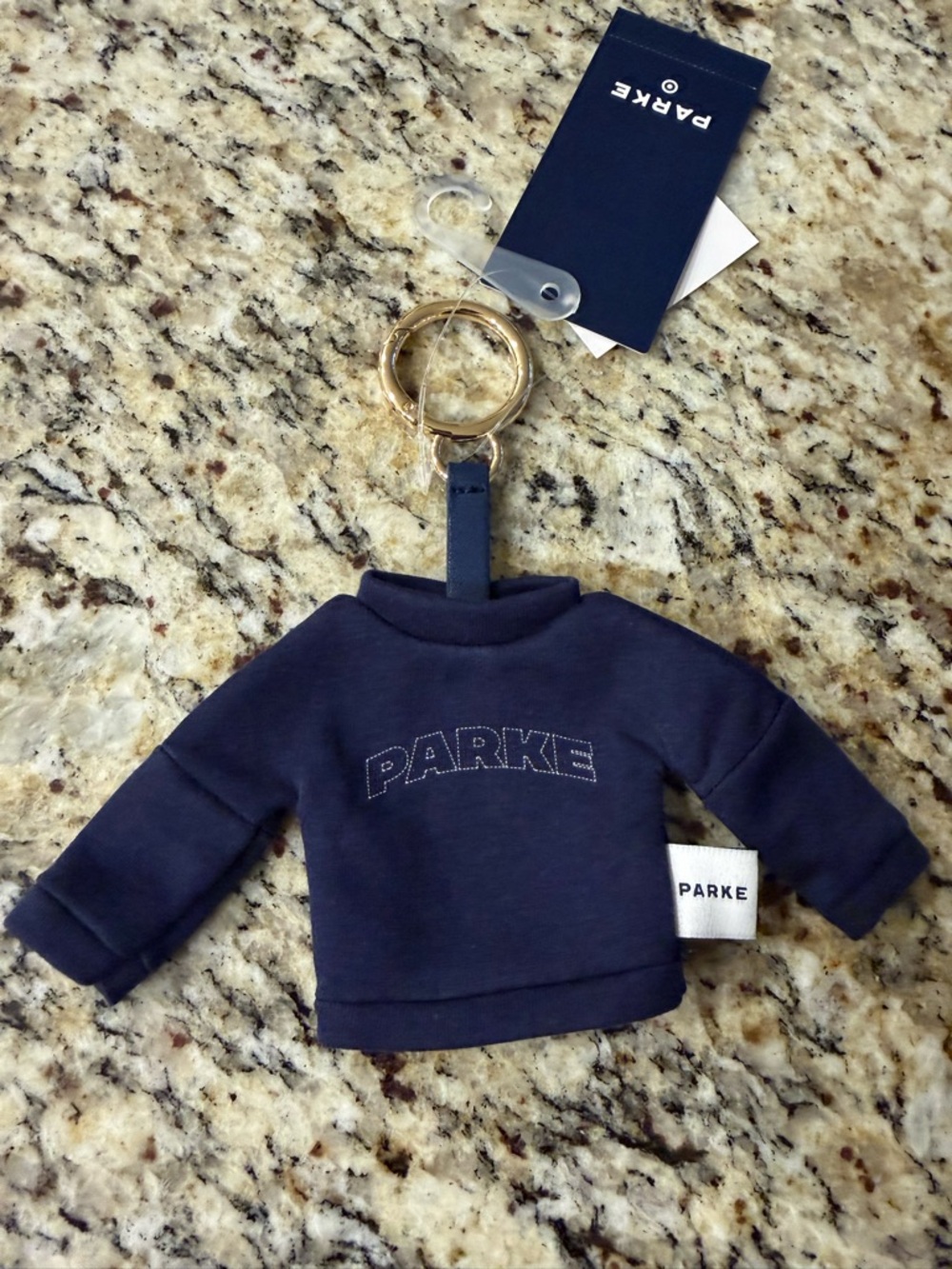 PARKE Navy Mini Sweatshirt Keychain
